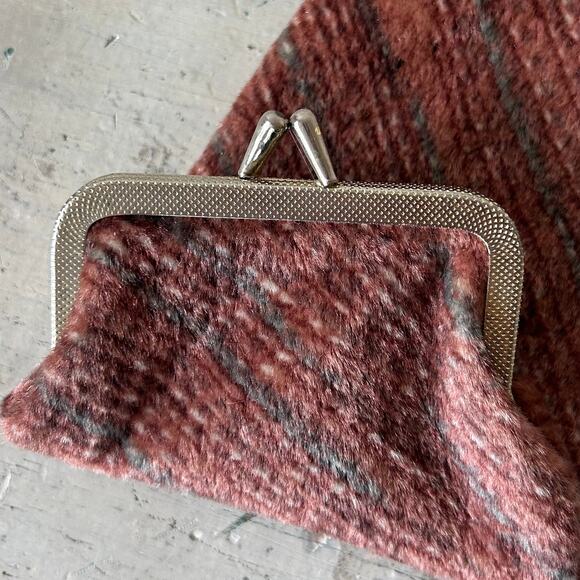 Vintage fabric cigarette pouch long wallet 70s 80s clasp closure pink retro - Picture 8 of 10